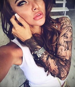Фото девушки с татуировками 24.01.2021 №0043 - girl with tattoo - tatufoto.com