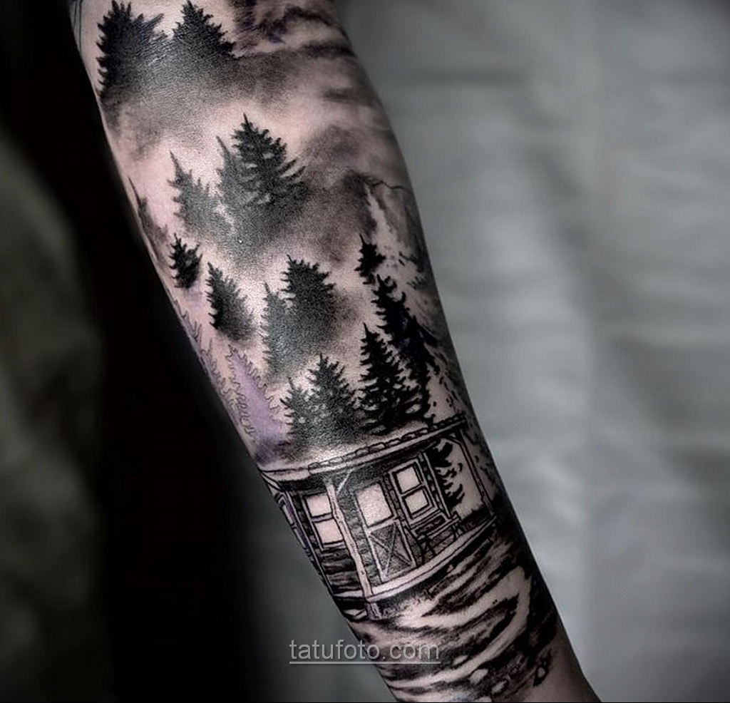 Фото рисунка тату лес 10.01.2021 №10040 -forest tattoo- tatufoto.com