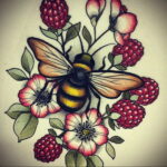 Фото тату мохнатый полосатый шмель 03.01.2021 №024 -bumblebee tattoo- tatufoto.com