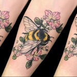 Фото тату мохнатый полосатый шмель 03.01.2021 №033 -bumblebee tattoo- tatufoto.com