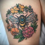 Фото тату мохнатый полосатый шмель 03.01.2021 №195 -bumblebee tattoo- tatufoto.com