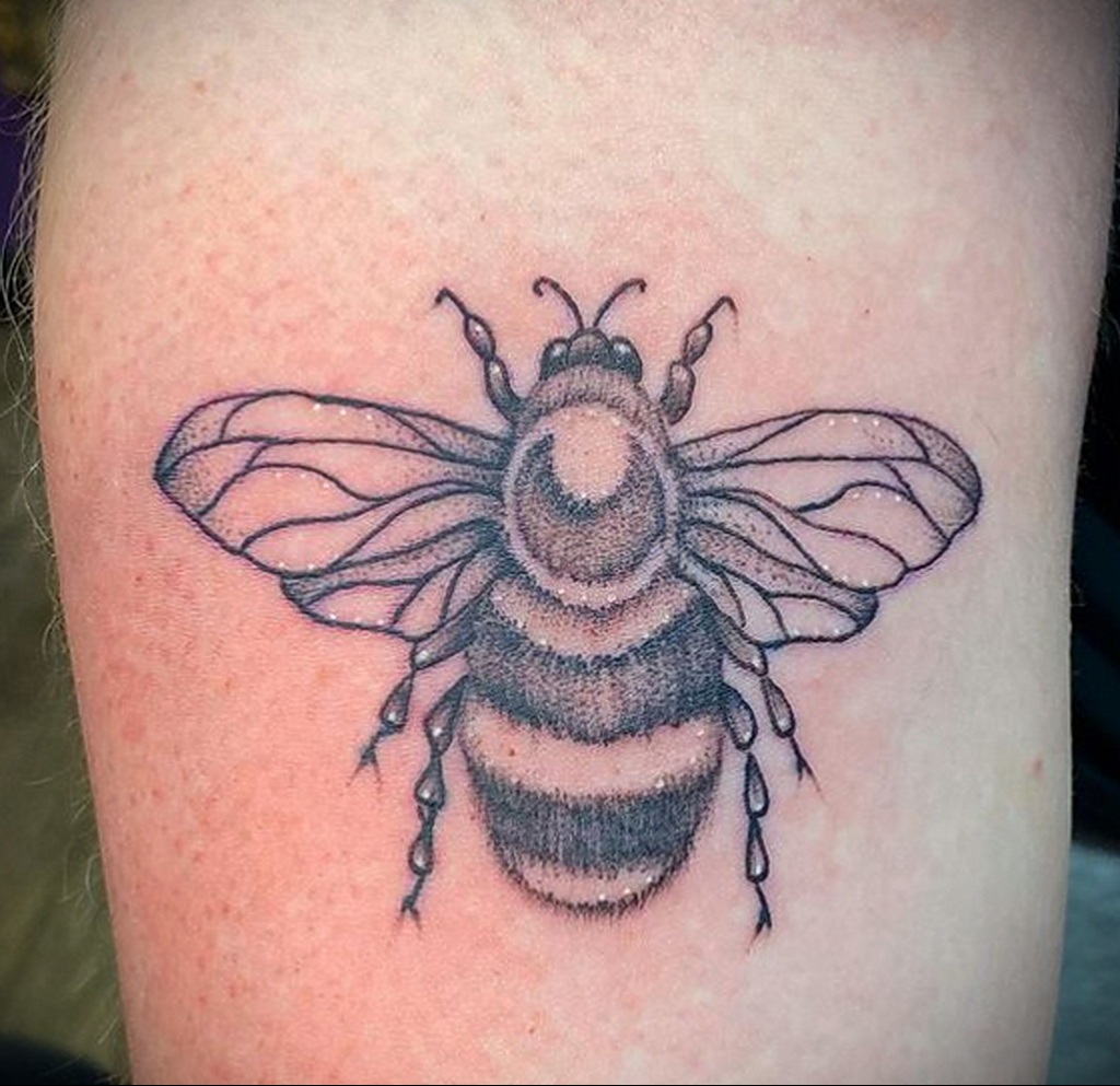 Фото тату мохнатый полосатый шмель 03.01.2021 №418 -bumblebee tattoo- tatufoto.com