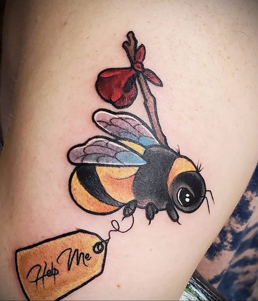 Фото тату мохнатый полосатый шмель 03.01.2021 №431 -bumblebee tattoo- tatufoto.com