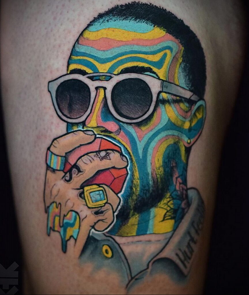 Фото тату портрет Мак Миллера 20.01.2021 №0048 - Mac Miller tattoo - tatufoto.com