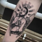 Фото тату портрет Мак Миллера 20.01.2021 №0063 - Mac Miller tattoo - tatufoto.com
