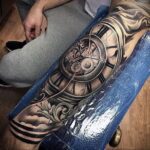 Фото тату рукав с часами 17.01.2021 №0001 -clock sleeve tattoo-tatufoto.com