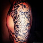 Фото тату рукав с часами 17.01.2021 №0027 -clock sleeve tattoo-tatufoto.com