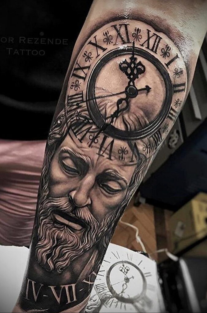 Фото тату часы для мужчины 19.01.2021 №0011 -tattoo clock for men-tatufoto.com