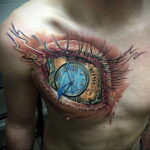Фото тату часы и глаз 19.01.2021 №0007 -eye tattoo clock-tatufoto.com