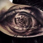 Фото тату часы и глаз 19.01.2021 №0046 -eye tattoo clock-tatufoto.com
