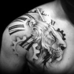 Фото тату часы на груди 17.01.2021 №0004 -clock tattoo on chest-tatufoto.com