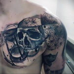 Фото тату часы на груди 17.01.2021 №0041 -clock tattoo on chest-tatufoto.com