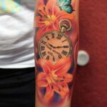 Фото тату часы с цветами 19.01.2021 №0007 -tattoo clock flowers-tatufoto.com