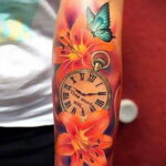 Фото тату часы цветная 19.01.2021 №0001 -tattoo clock color-tatufoto.com