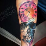 Фото тату часы цветная 19.01.2021 №0003 -tattoo clock color-tatufoto.com
