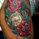 Фото тату часы цветная 19.01.2021 №0005 -tattoo clock color-tatufoto.com