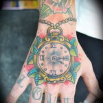 Фото тату часы цветная 19.01.2021 №0027 -tattoo clock color-tatufoto.com