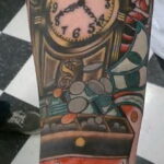 Фото тату часы цветная 19.01.2021 №0053 -tattoo clock color-tatufoto.com