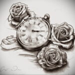 Фото эскиза для тату часы 19.01.2021 №0052 - tattoo clock sketches - tatufoto.com