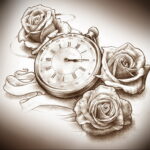 Фото эскиза для тату часы 19.01.2021 №0088 - tattoo clock sketches - tatufoto.com