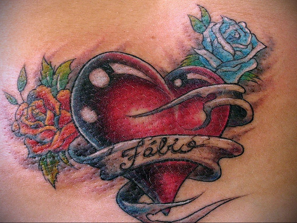 Фото тату сердце с именем 09.02.2021 № 0016 - heart tattoo - tatufoto.com. 