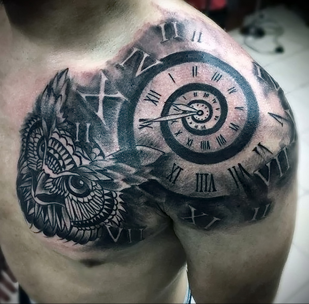 мужской рисунок тату с совой пример 15.02.2021 № 0070 - owl tattoo men - ta...