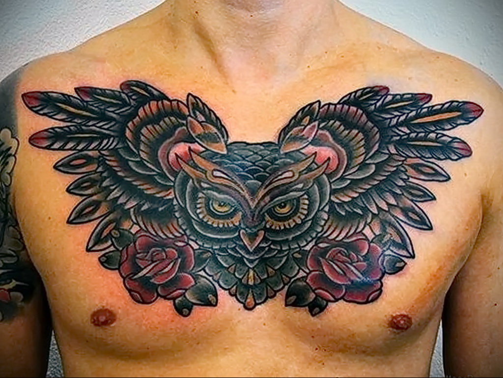 мужской рисунок тату с совой пример 15.02.2021 № 0105 - owl tattoo men - ta...