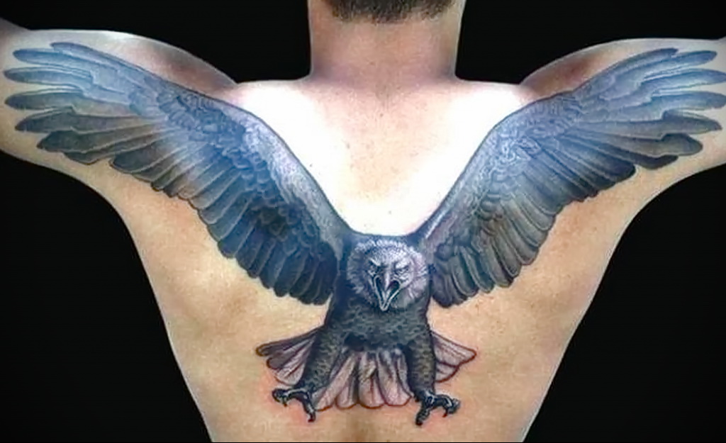 пример рисунка тату сова на спине 15.02.2021 № 0002 - owl tattoo on back - ...