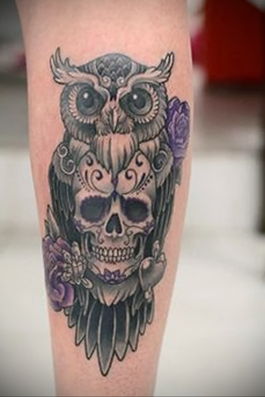 тату сова и череп пример рисунка 15.02.2021 № 0073 - owl skull tattoo - tat...