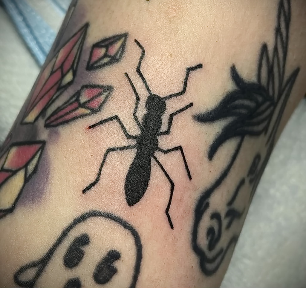 Фото пример рисунка татуировки с муравьем 21.03.2021 №057 - ant tattoo - tatufoto.com