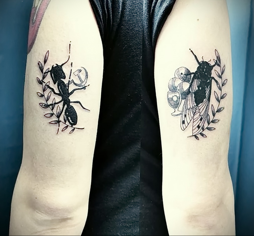 Фото пример рисунка татуировки с муравьем 21.03.2021 №066 - ant tattoo - tatufoto.com