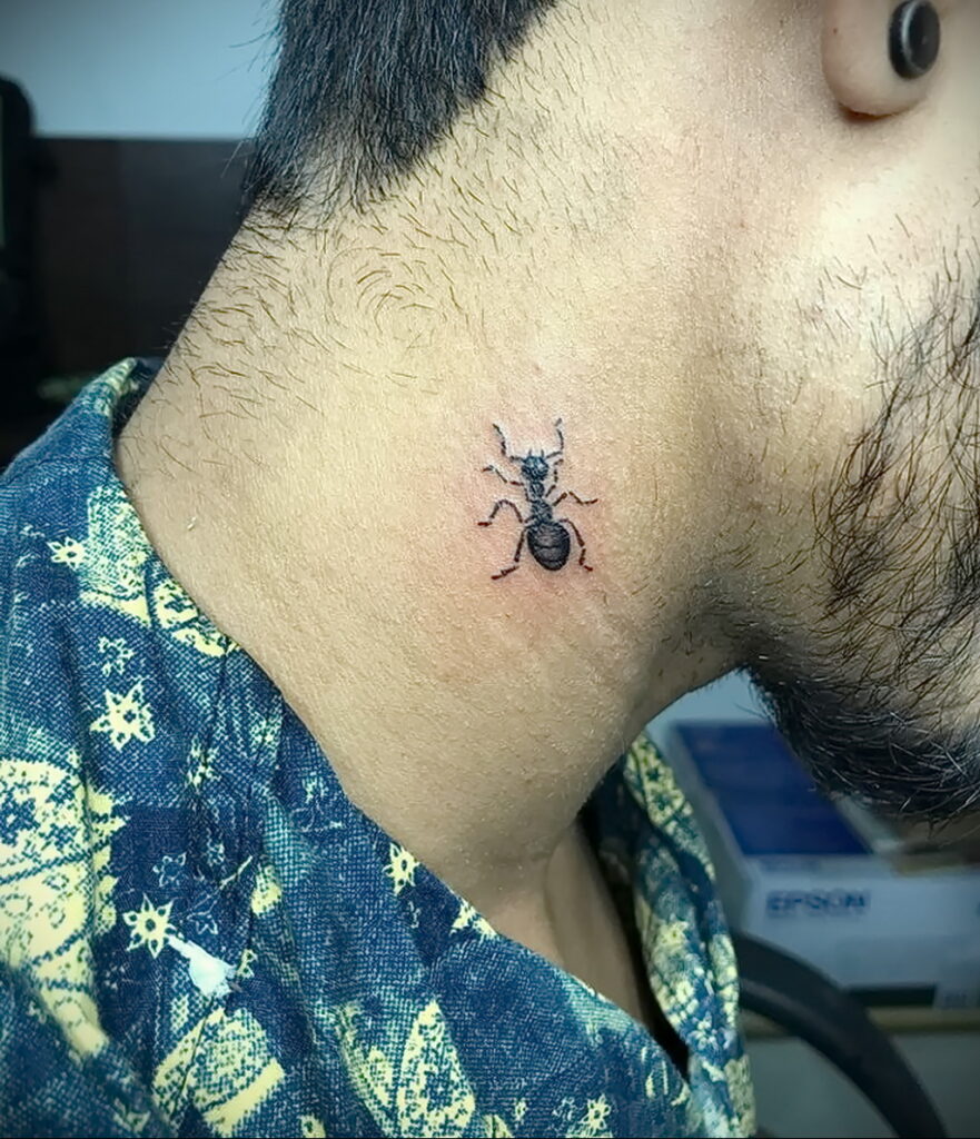 Фото пример рисунка татуировки с муравьем 21.03.2021 №087 - ant tattoo - tatufoto.com