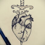 Фото тату сердце и кинжал 09.02.2021 №0006 - tattoo heart dagger - tatufoto.com