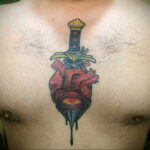 Фото тату сердце и кинжал 09.02.2021 №0009 - tattoo heart dagger - tatufoto.com