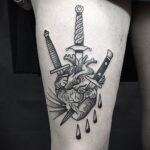 Фото тату сердце и кинжал 09.02.2021 №0011 - tattoo heart dagger - tatufoto.com