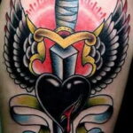 Фото тату сердце и кинжал 09.02.2021 №0039 - tattoo heart dagger - tatufoto.com