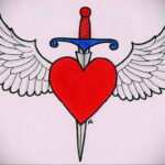 Фото тату сердце и кинжал 09.02.2021 №0068 - tattoo heart dagger - tatufoto.com