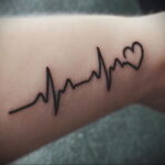 Фото тату сердце и линия пульча 04.02.2021 №0036 - heart pulse tattoo - tatufoto.com