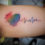 Фото тату сердце и линия пульча 04.02.2021 №0039 - heart pulse tattoo - tatufoto.com