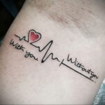Фото тату сердце и линия пульча 04.02.2021 №0078 - heart pulse tattoo - tatufoto.com