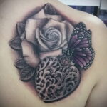 Фото тату сердце и роза 04.02.2021 №0003 - heart rose tattoo - tatufoto.com