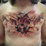 Фото тату сердце на груди 04.02.2021 №0016 - heart tattoo on chest - tatufoto.com