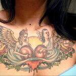 Фото тату сердце на груди 04.02.2021 №0022 - heart tattoo on chest - tatufoto.com