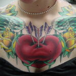 Фото тату сердце на груди 04.02.2021 №0023 - heart tattoo on chest - tatufoto.com