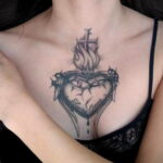 Фото тату сердце на груди 04.02.2021 №0037 - heart tattoo on chest - tatufoto.com