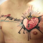 Фото тату сердце на груди 04.02.2021 №0042 - heart tattoo on chest - tatufoto.com