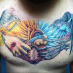 Фото тату сердце на груди 04.02.2021 №0060 - heart tattoo on chest - tatufoto.com