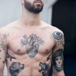 Фото тату сердце на груди 04.02.2021 №0064 - heart tattoo on chest - tatufoto.com