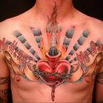 Фото тату сердце на груди 04.02.2021 №0067 - heart tattoo on chest - tatufoto.com