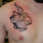 Фото тату сердце на груди 04.02.2021 №0077 - heart tattoo on chest - tatufoto.com